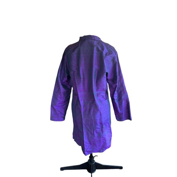 Oversized Silk Taffeta Button-up Jacket - Purple, Luxury, Office, True Vintage - Picture 2 of 4